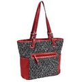 Parinda 11175 MELODY (Tweed Smoke) Quilted Fabric with Croco Faux Leather Tote